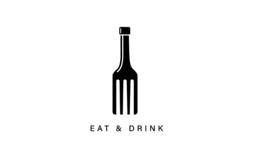 简约叉子与酒瓶logo设计
