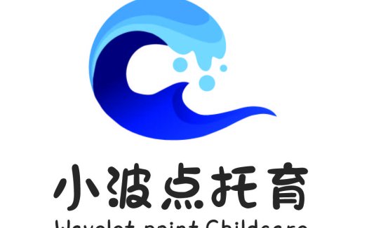 蓝色波浪形logo设计:简洁现代的儿童教育品牌标识