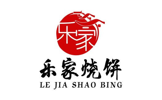红色圆形logo设计:中国风美食品牌