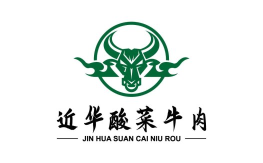 牛头标志设计:绿色简约风格