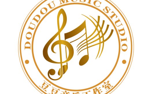 音乐工作室Logo设计:简约金色音乐符号