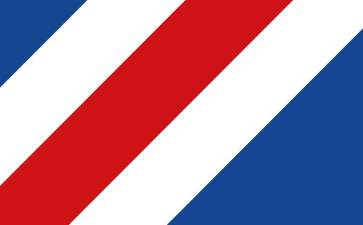 红色、白色和蓝色条纹的现代logo设计