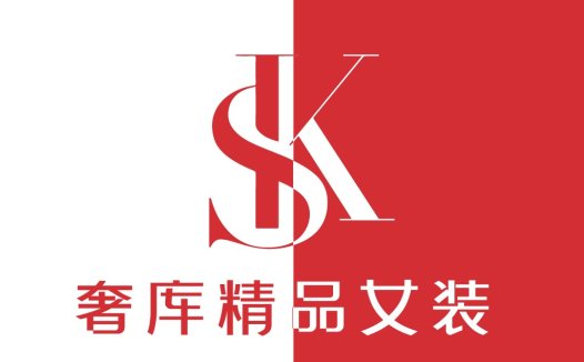 简约红白配色的SK字母logo设计