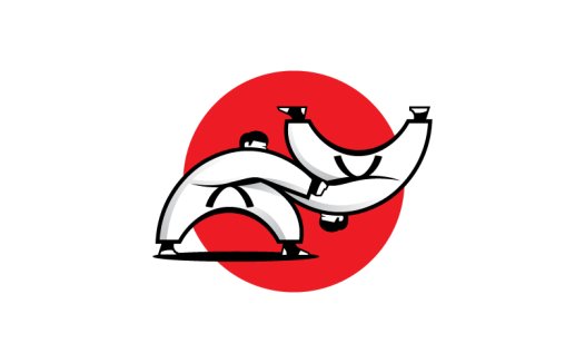 红色背景下的动态人物logo设计