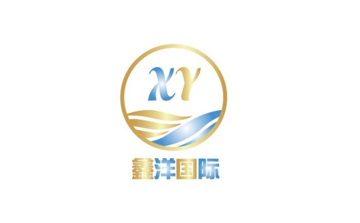金蓝双色XY字母与波浪图案的logo设计