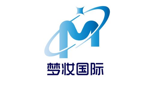 蓝色渐变M形标志设计