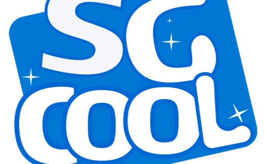 卡通风格蓝色字体'COOL'logo设计