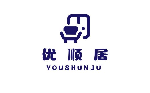 优顺居logo设计:简约现代家具品牌标识