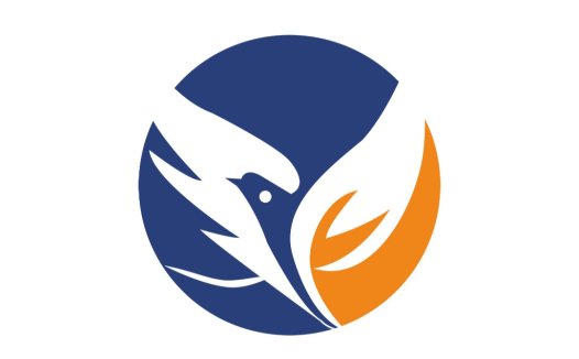 简洁现代的蓝色与橙色鸟类logo设计
