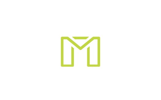 简约绿色字母M标志设计