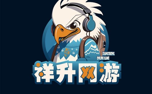 鹰头耳机卡通形象在线游戏logo设计