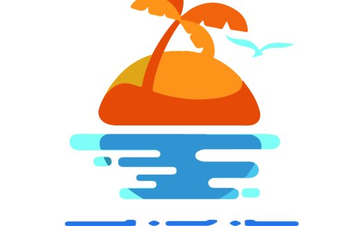 椰子树与海浪的夏日logo设计