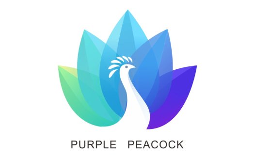 紫色孔雀logo设计:现代简约风格
