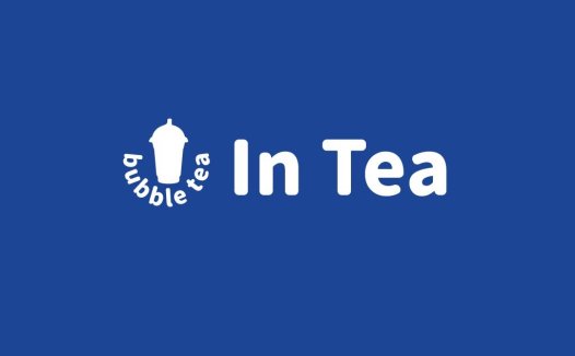 简洁蓝底白字Bubble Tea Logo设计