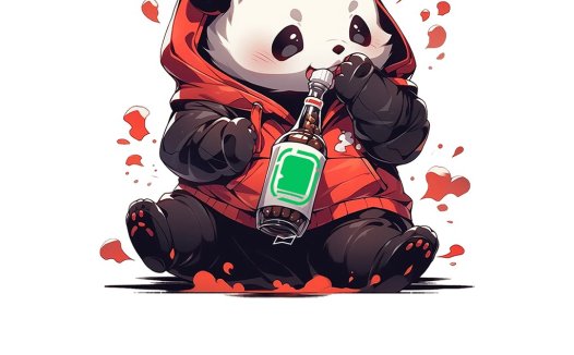 熊猫喝酒卡通形象logo设计