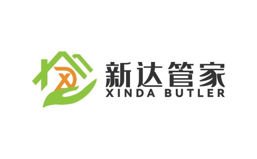 新达管家logo设计:绿色手托房顶图标