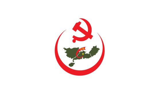 红色镰刀锤子与绿色地图的logo设计