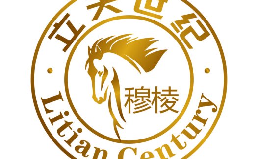 马头图案的金边圆形Logo设计