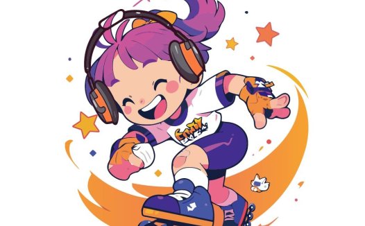 动感滑板女孩logo设计