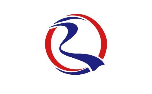 红色和蓝色抽象字母R标志设计
