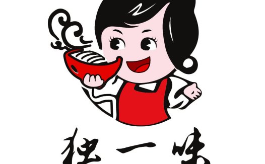 卡通女孩吃面logo设计