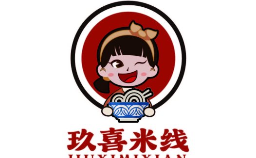 可爱卡通人物米线店logo设计