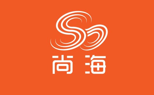 简约橙色背景S形曲线logo设计