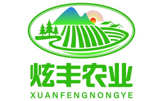 农业品牌logo设计:绿色山水与阳光