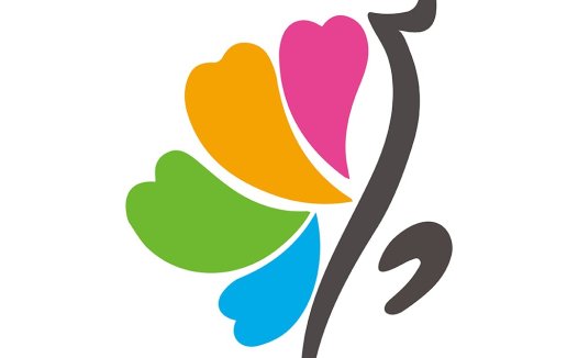 色彩斑斓的心形花瓣logo设计
