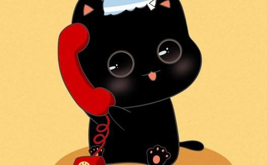卡通猫电话logo设计