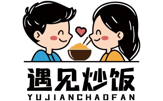 卡通情侣分享美食logo设计