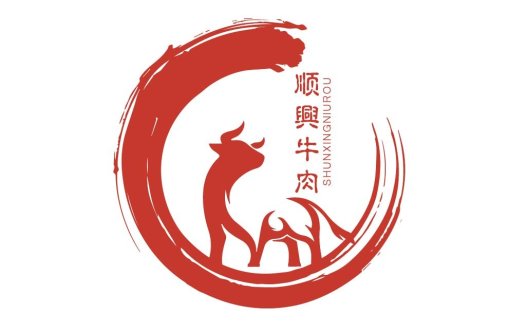红色牛形图案的logo设计