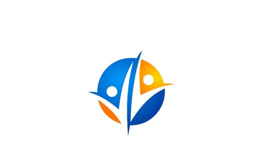 蓝色橙色人形logo设计