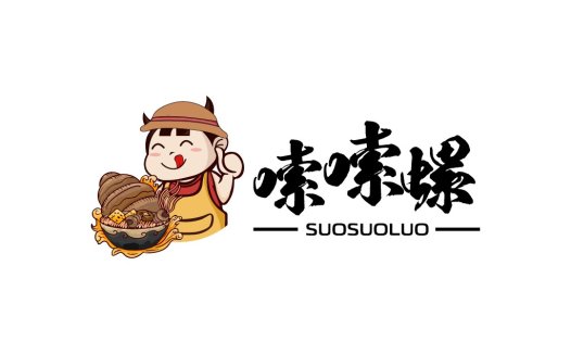 卡通面条角色logo设计