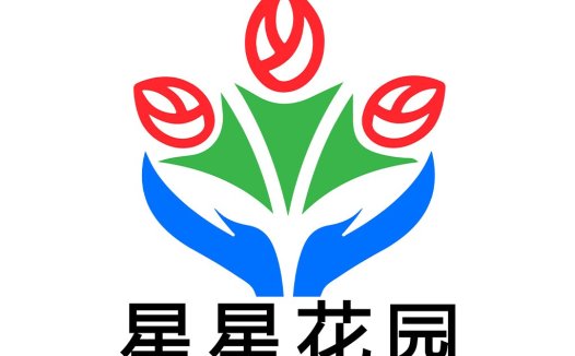 红绿蓝三色花瓣手托花logo设计