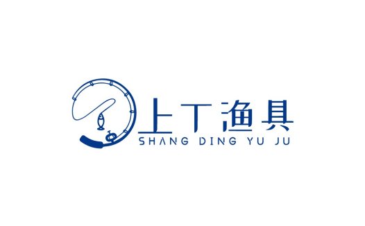 简约鱼竿图案的钓鱼具logo设计