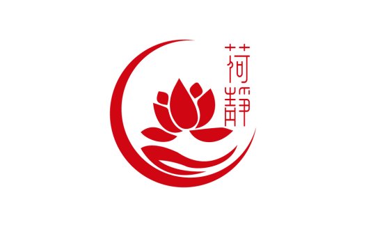 红莲花月形logo设计