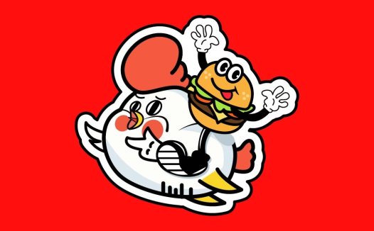 卡通鸡与汉堡logo设计