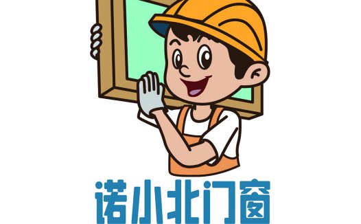 卡通建筑工人形象窗户logo设计