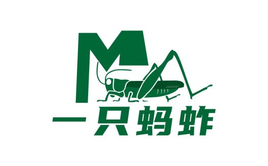 绿色昆虫主题的M字母logo设计