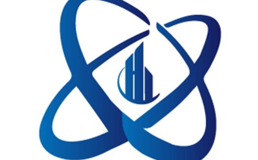 蓝色无限符号与建筑元素logo设计