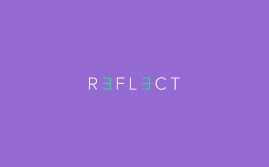 紫色背景简约风格R3FLECTCT logo设计