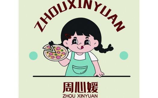 卡通人物主题的美食logo设计