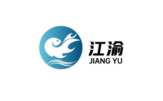 江渝鱼形蓝色渐变logo设计