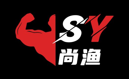 红色肌肉臂与中文标识的logo设计