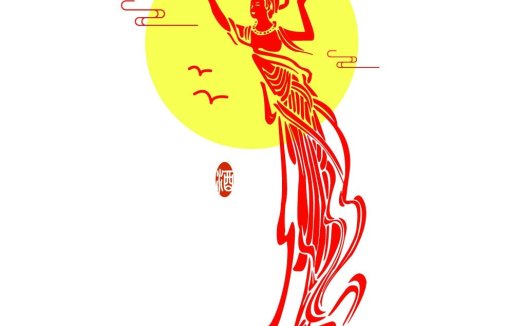 中国风舞者剪影logo设计