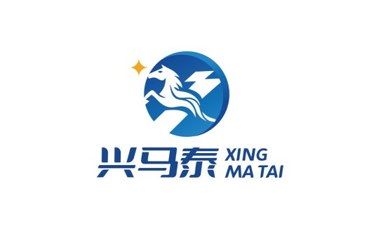 现代马标志设计:蓝色马与闪电结合