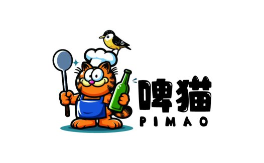卡通猫厨师logo设计