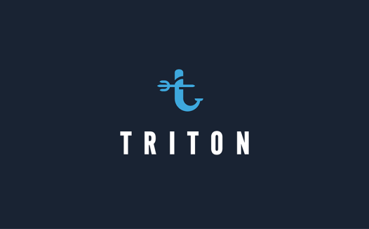 TRITON logo设计:简洁海神元素