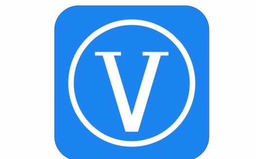 简约蓝色方块字母V标志设计